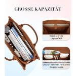 Handtas dames laptoptas 15,6 inch shopper grote hengseltas aktetas dames lederen schoudertas zakelijke tas 2-delige set, bruin