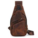 newsbirds Heren echt lederen borsttas schoudertas sport outdoor schoudertas wandelrugzak, 9455 bruin, Retro