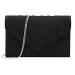 Clutch Dames, Elegante Clutch Suede Leder Envelop crossbody klassieker avondtassen (Zwart)