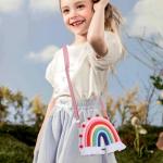 Regenboog Crossbody Tas Kinderen Portemonnee Crossbody Regenboog Tas Creatieve Handtas Regenboog Wolken Rits Sluiting Schoudertassen Geel Wit, rood, wit, 73x21cm