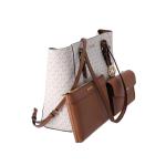 Charlotte Grote 3-in-1 Tote Crossbody Handtas Leer, Vanille, Large