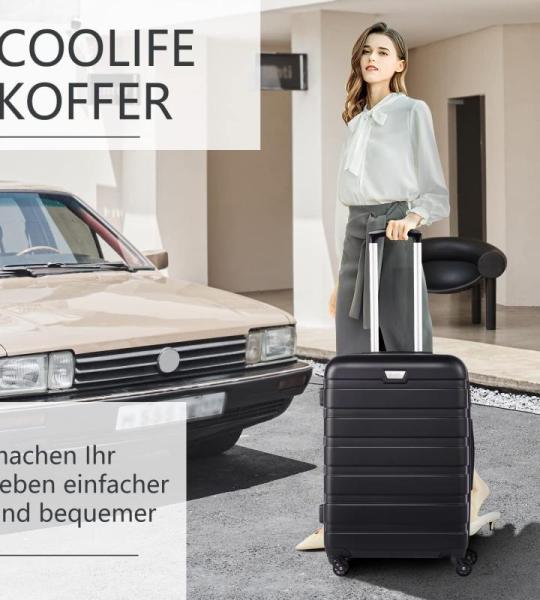 COOLIFE Harde koffer trolley rolkoffer reiskoffer ardschaal Boardcase handbagage met TSA-slot en 4 wielen, Zuiver blauw, Premium koffer