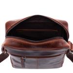 Dublin kleine schoudertas van echt leer, schoudertas met schouderriem, handgemaakt, cognac, Small