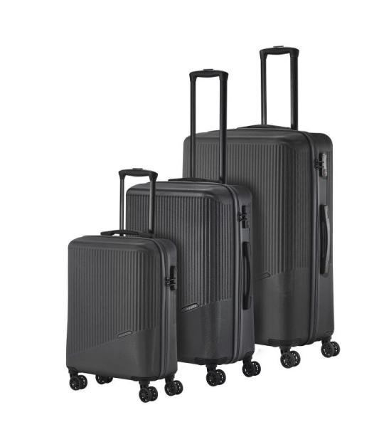 Travelite Koffer met 4 wielen, 3-delig, maten L/M/S, bagage serie Bali: ABS hardshell trolleys, antraciet, Trolley met harde schaal met 4 wielen