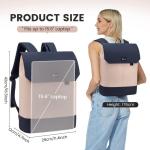 Laptop Rugzak 15,6 Inch Voor Dames, Waterdichte Schooltas met Laptopvak en Usb-oplaadpoort, Anti-diefstal Reisrugzak voor Reizen, College, Kantoor, School, Dagelijks, Roze Donkerbl