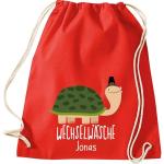 ShirtInStyle Kindergymtas, grappige dieren schildpad, verwisselbaar ondergoed met tekst naar wens, kinderen, dierentuin kinderdag familie, gymtas