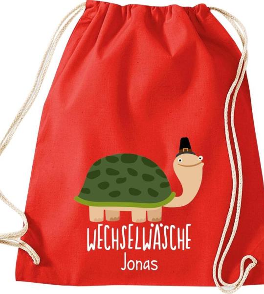 ShirtInStyle Kindergymtas, grappige dieren schildpad, verwisselbaar ondergoed met tekst naar wens, kinderen, dierentuin kinderdag familie, gymtas