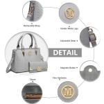 Tas en portemonneeset met bovenste handgreep, geweven en chevron-patroon handtas schoudertas met bijpassende PU-lederen portemonnee, beide met M-logo, Lichtgrijs