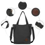 Shopper schoudertas voor dames, middelgroot, groot, met ritssluiting, grote werktas, handtas, schoudertassen voor werk, reizen, winkelen, school en dagelijks gebruik, zwart