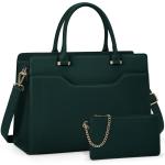 Shopper Grote laptophandtas voor dames, 15,6 inch, PU-leer, werktas, lerarentas, waterdicht, laptoptas met portemonnee voor business, kantoor, school, groen, Elegant