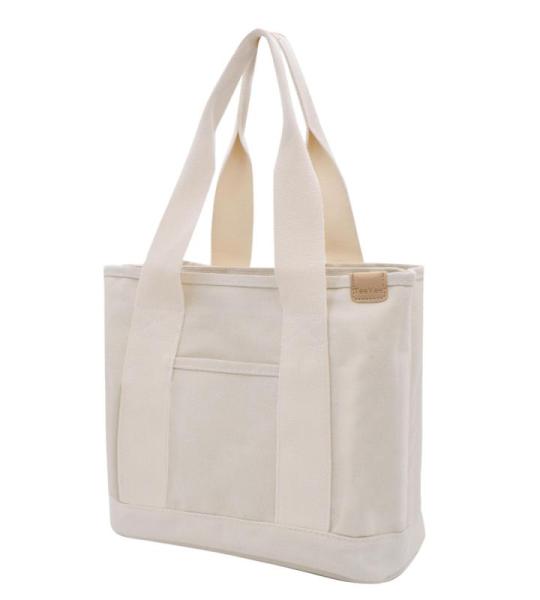 Middelgrote handtas voor dames, canvas, tas, schoudertas, shopper voor boeken, dagelijks gebruik, werk, beige, M(33cmx30cmx16cm)