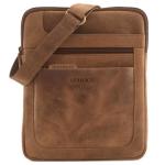 LEABAGS Leren schoudertas voor dames en heren, messenger bag met schouderriem, werktas, draagtas, handtas, echt lederen tas, Natuur Lichtbruin, Boheems, gedeconstrueerd, minimalist