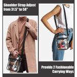 Clear Crossbody Bag Purse, Stadium Approved Adjustable Strap Shoulder Bags for Concerts Festival Sports Events, Black