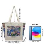 Draagtas, van jute, met vintage print, boodschappentas, canvas, schoudertas, tote, schoudertas, voor dames, 35 x 10 x 33 cm, Elegant
