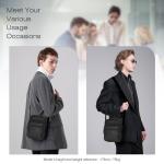 Elegant Klein Heren Leren schoudertas Ipad Messenger Business-tas Crossbody-tas Sling-reistas Handtas Kindle-tablethoes voor vluchtreizen Zwart