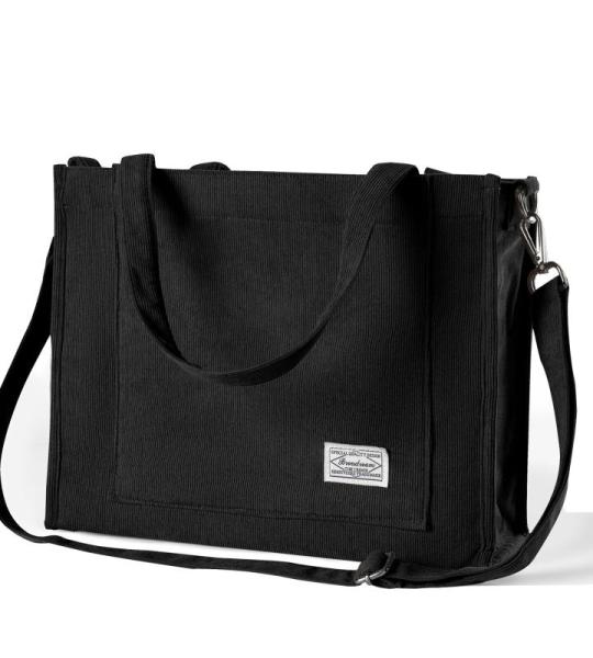 Corduroy schoudertas voor dames met ritssluiting, casual, esthetische handtas, schoudertas, tote crossbody tas, afneembare schouderriem, shopper voor school, werk, dagelijks gebrui
