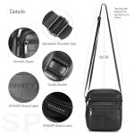 Elegant Klein Heren Leren schoudertas Ipad Messenger Business-tas Crossbody-tas Sling-reistas Handtas Kindle-tablethoes voor vluchtreizen Zwart