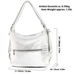 - T189 - ital. Dames rugzak tas 2-in-1 leer, Tent grijs, Medium