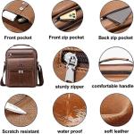 Hjkiopc Schoudertas heren schoudertas crossbody mobiele telefoon tas messenger bag herentas shulder bag lederen borstzak, B-bruin2, Retro
