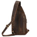 newsbirds Heren echt lederen borsttas schoudertas sport outdoor schoudertas wandelrugzak, 9334 donkerbruin, Retro
