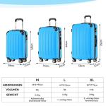 BEIBYE Harde koffer, trolleykoffer, rolkoffer, reiskoffer, handbagage, 4 wielen, M/L/XL, turquoise