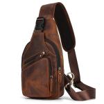 newsbirds Heren echt lederen borsttas schoudertas sport outdoor schoudertas wandelrugzak, 9455 bruin, Retro