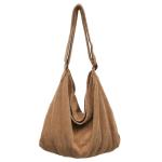 Schoudertas voor dames, grote shopper, tote bag, schoudertas, casual crossbody tas met verstelbare schouderriem, voor school, kantoor, werk, reizen, uitstapjes, winkelen, bruin