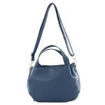 - T218 - ital. Dames hengseltas klein van leer, saffierblauw/metaal goud, Small