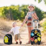 DREAMADE 2-delige kinderkoffer & rugzak, kinderkofferset, kindertrolley, handbagage, reisbagage, harde koffer voor kinderen, zwart, kinderkoffer set