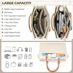 Handtas voor dames, schoudertas, 2-in-1 shopper voor dames, 15,6 inch, groot, PU-leer, laptoptas, waterdicht, werktas voor business, kantoor, school, beige met bruin, Utility