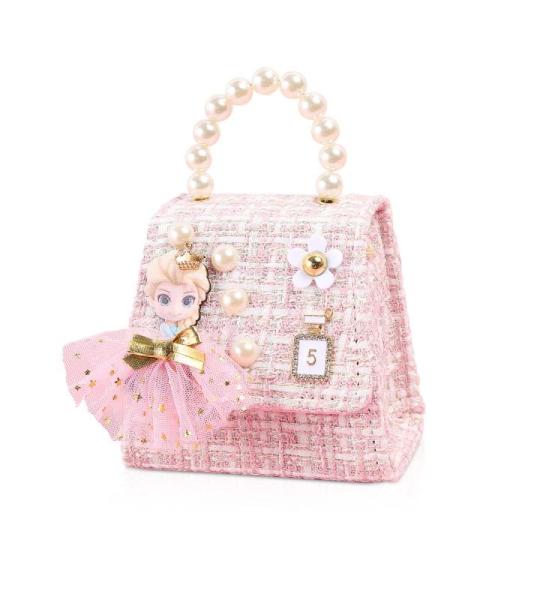Barakara Schoudertas voor kinderen en meisjes, schattige kleine meisjestassen, prinsessenhandtas met afneembare schouderriem, schattige parels, crossbody tas, mobiele telefoontas, 
