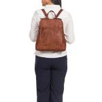 'Cathy' Rugzak Dames Casual Leer Rugzaktas Klein Damesrugzak Daypack Vintage Dagrugzak Echt Leren, Kleur:brandy - cognac