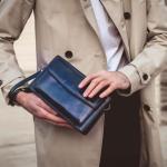 Leren Herenhandtas Clutch tas Heren Polstas Handgemaakt Italiaanse Volnerfleer, Cognacbruin