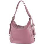 - T249 - ital. Dames rugzak tas 2 in 1 leer, Oudroze, Medium