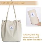 Corduroy tas damestas, corduroy schoudertas damesmode handtas damestas Casual stoffen tas voor dagelijks gebruik, kantoor, schoolreisjes en winkelen Modieuze strandtas Tote Bag, be