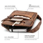 LEABAGS Lederen schoudertas voor dames en heren, messenger bag met schouderriem, schoudertas, werktas, draagtas, handtas, echt leren tas, vintage roodbruin, Vintage roodbruin, Bohe