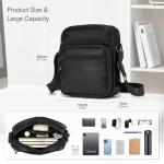 Elegant Klein Heren Leren schoudertas Ipad Messenger Business-tas Crossbody-tas Sling-reistas Handtas Kindle-tablethoes voor vluchtreizen Zwart