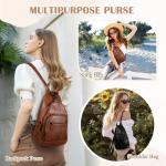 Vrouwen Rugzak, Anti Diefstal PU Lederen Rugzak Mode Kleine Sling Crossbody Tas Dames Convertible Schoudertas Voor Winkelen Reizen College, Bruin, hedendaags
