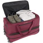travelite 2-wiel trolley reistas mt. L met expansievouw, bagage serie Basics: zachte bagage reistas met wielen met extra volume, 096276, wijnrood/oranje, reistas met wieltjes