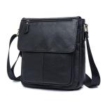 Vintage schoudertas leer heren tas om te hangen dames schoudertas echt leer polstas crossbody bag werktas messenger bags cadeau voor mannen, zwart, Large, Retro