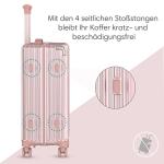 Voyagoux Koffer handbagage - harde koffer groot, TSA-slot, ABS, 4 x 360° wielen, robuust en lichtgewicht, roze goud