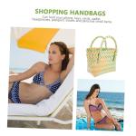 Holibanna 2 stuks geweven strandtas voor dames, eenvoudige handtassen, draagtas, handtassen voor dames, mand, handtas, gevlochten mandtas, modieus en veelzijdig