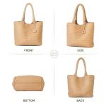 Tote Bag handtas voor dames, met polstassen, gevlochten tas, modieuze schoudertas, shopper, schoudertas voor school, werk, reizen, winkelen, hazel, Aprikose-2