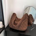 Schoudertas voor dames, handtas, corduroy tassen, grote shopper, tote bag, schoudertas, casual crossbody tas voor school, kantoor, werk, reizen, uitstapjes, winkelen, 01, bruin, La