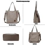 Shoppertas voor dames, schoudertas met ritssluiting, grote handtas, schoudertas voor werk, kantoor, reizen, winkelen, school en dagelijks gebruik, beige-grijs.