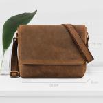 Moderne leren tas heren schoudertas dames groot leer smal 'San Diego' - als laptoptas 14-15 inch voor universiteit en werk business aktetas, Nevada Bruin, Medium