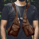 Gkumgwo Anti-Diebstahl-Geschirr aus Leder – verstellbares Geschirr, Geldbörse, mittelalterliches Retro, Handy-Tasche für Männer und Frauen, verstellbarer PU-Lederriemen, Brief