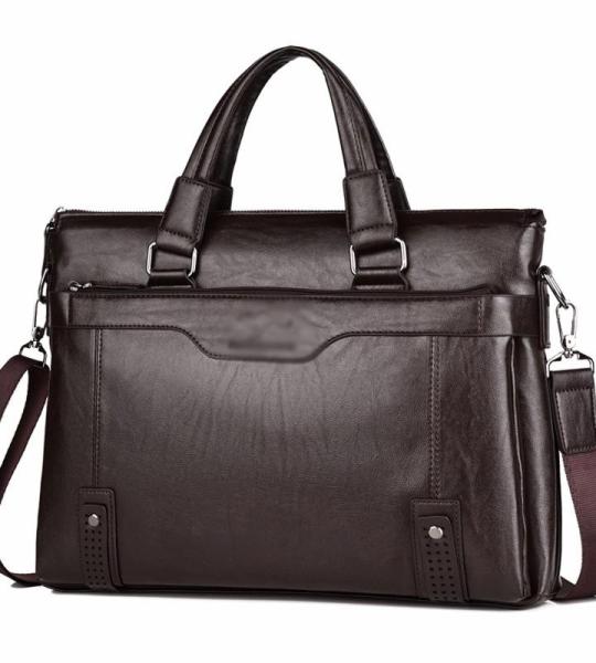 CHDWEY Umhängetaschen für Herren Hohe Kapazität schwarzer männlicher Messenger Bag Männer Aktentasche for Dokument Laptop Computer Handtasche A4 14 Zoll Computertasche(Bruin)