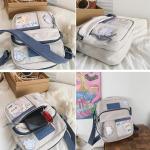 PORRASSO Schattige schoudertas voor meisjes, schoudertas met poppenhanger, nylon, schooltas, messenger tas, crossbody tas voor reizen, dagelijks gebruik, zwart (B), Messenger