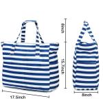 Grote strandtas voor dames, schoudertas, handtas, waterdicht, zanddicht met ritssluiting, voor zwembad, fitnessstudio, reizen, met zak voor natte spullen., Blauwe witte strepen.